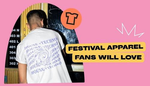 Person wearing a festival t-shirt with bold back print design