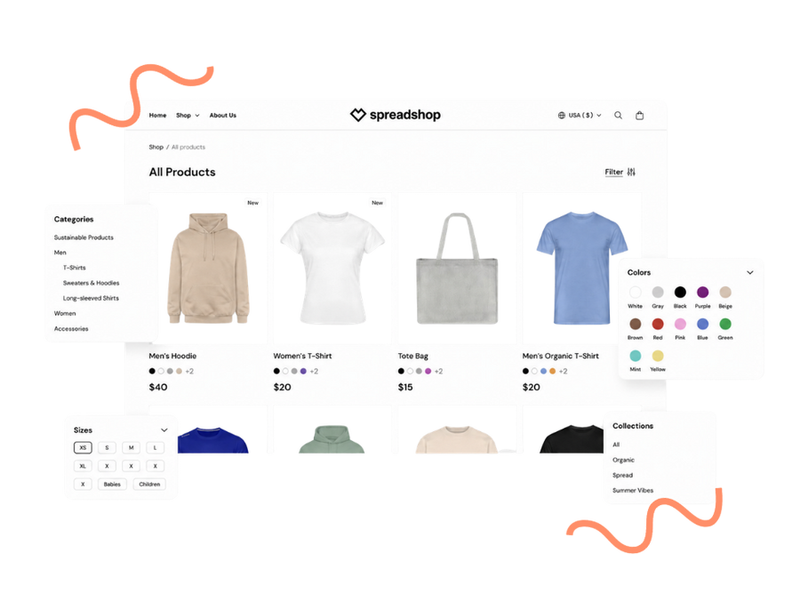 screenshot of what improved product pages will look including size and color options