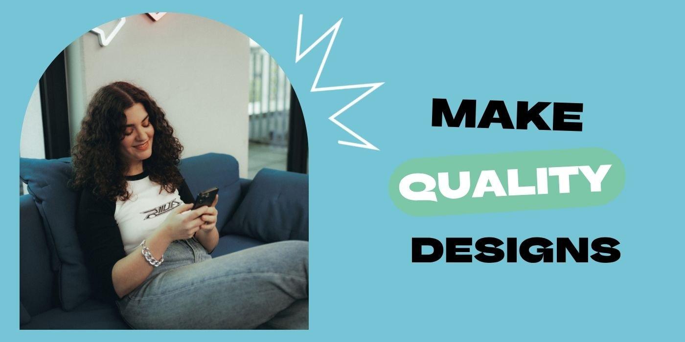 online seller on phone to illustrate process of making quality designs