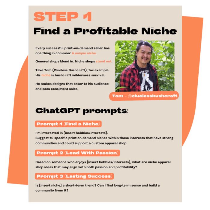 screenshot of profitable niche page from downloadable print on demand ai guide
