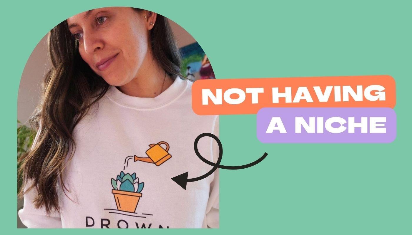 Apparel seller wearing a niche-focused design to illustrate dropshipping specification