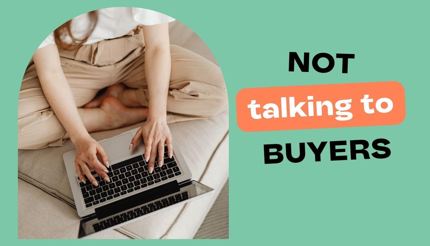 Seller using a laptop to research customer needs and buyer feedback