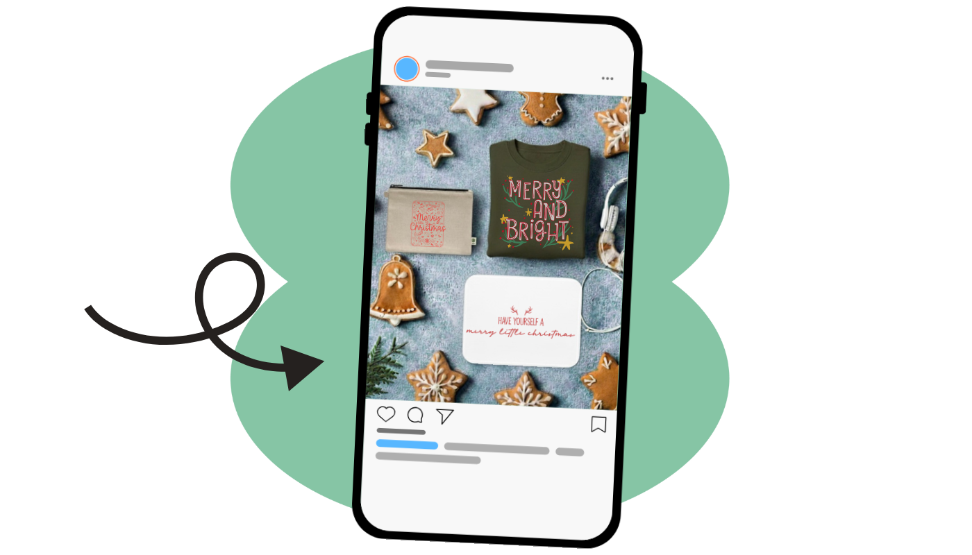 mockup of a holiday merch bundle on instagram