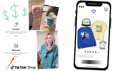 mockup of tiktok shop merch and creator