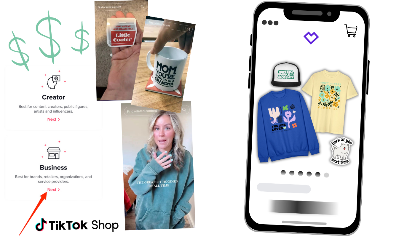 mockup of tiktok shop merch and creator