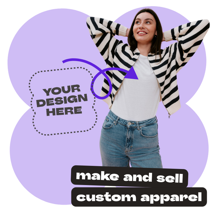 girl modeling white customizable t-shirt