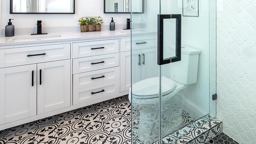 Image of a white bathroom vanity
