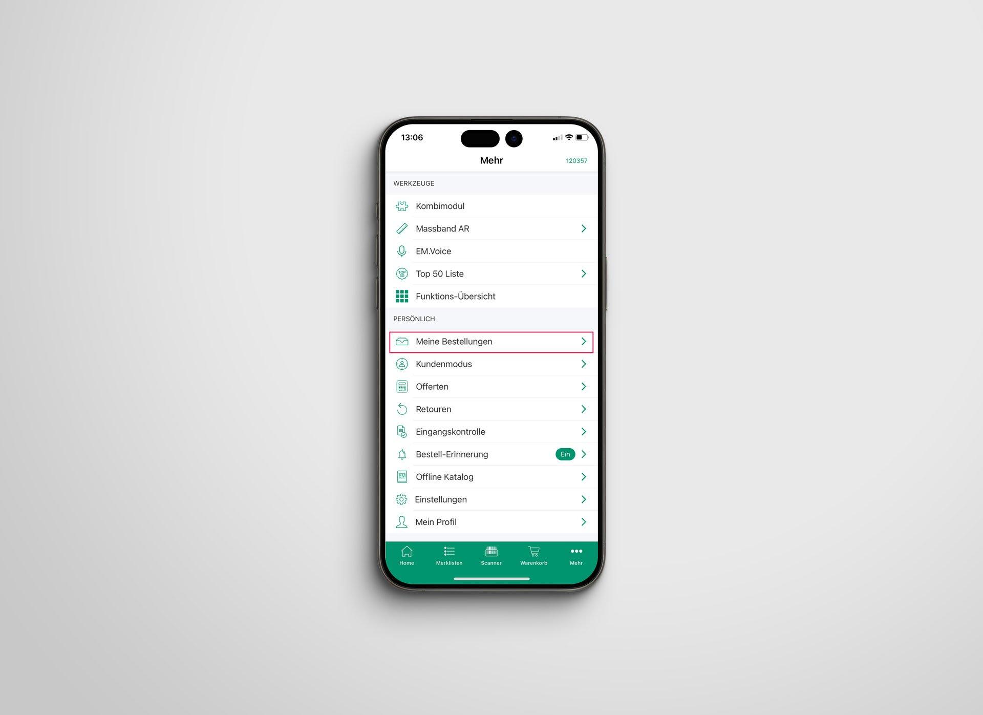 2. Sélectionner «Mes commandes» et cliquer sur une commande