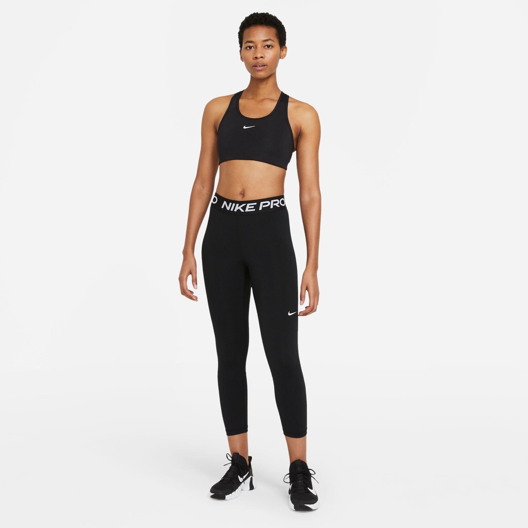 Nike Women's Pro 365 Mid-Rise Cropped Mesh Panel Leggings in Grey