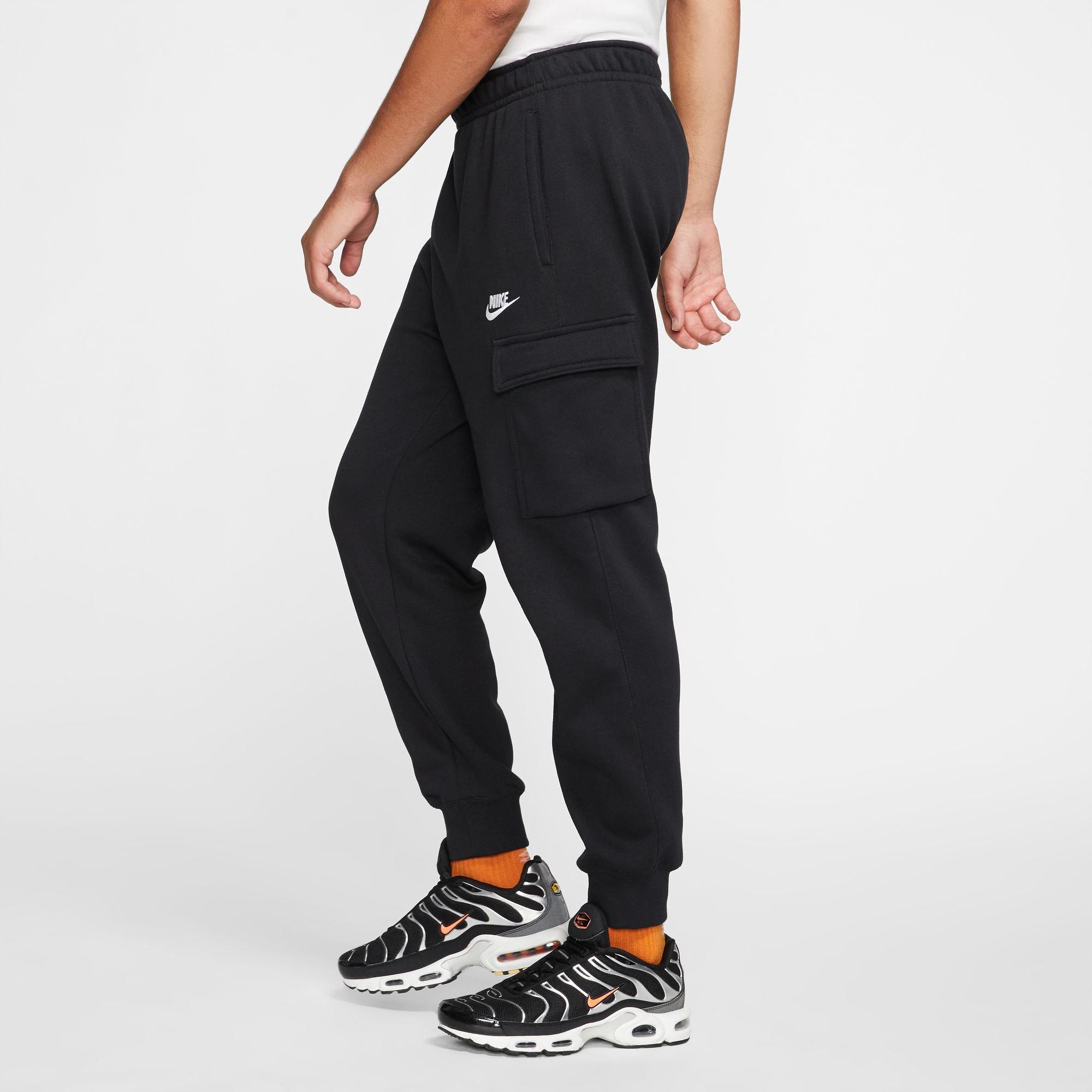 Nike Club Fleece Cargo Joggers - Black / Black / White