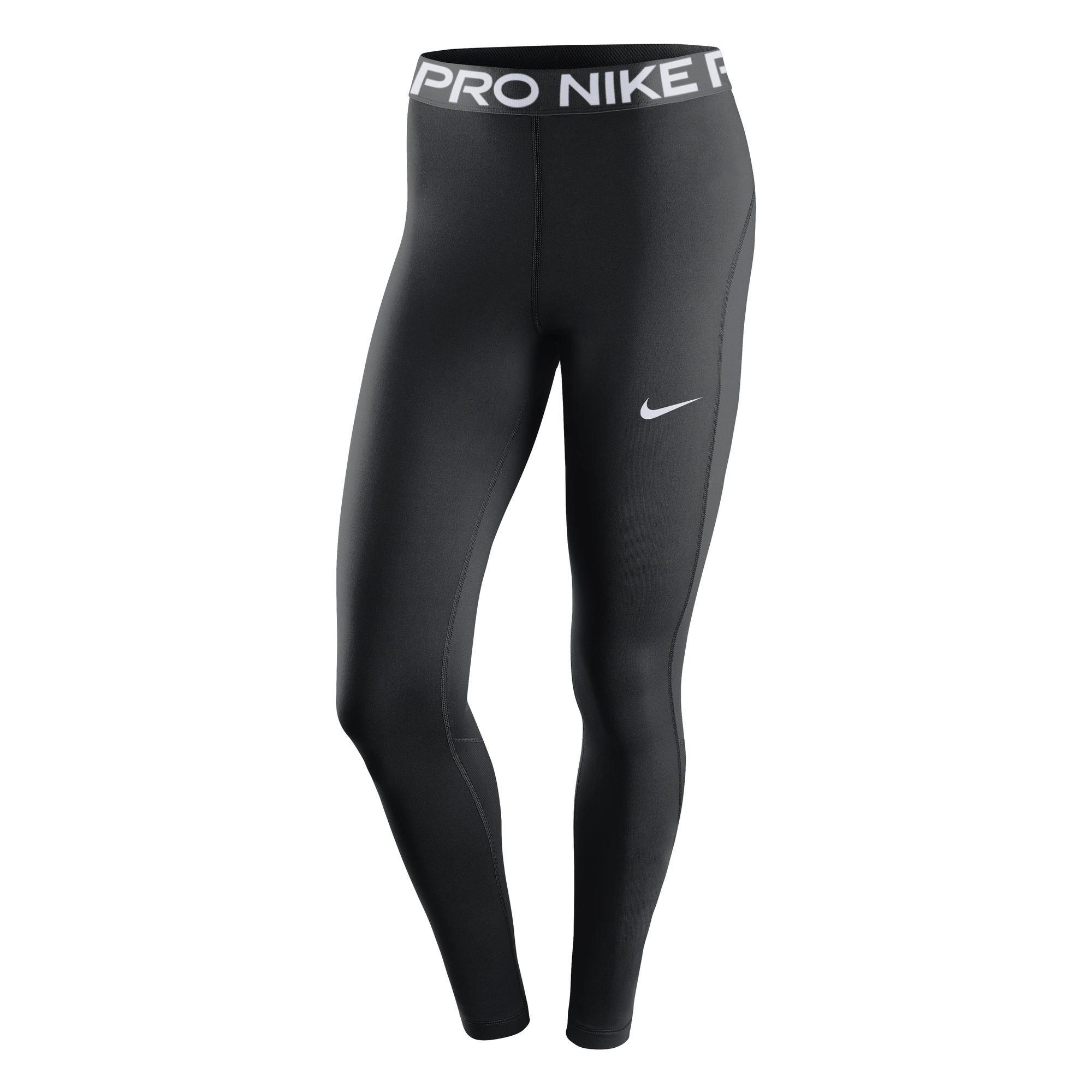 Nike Pro Women's Mid-Rise Mesh-Paneled Leggings BLACK/WHITE
