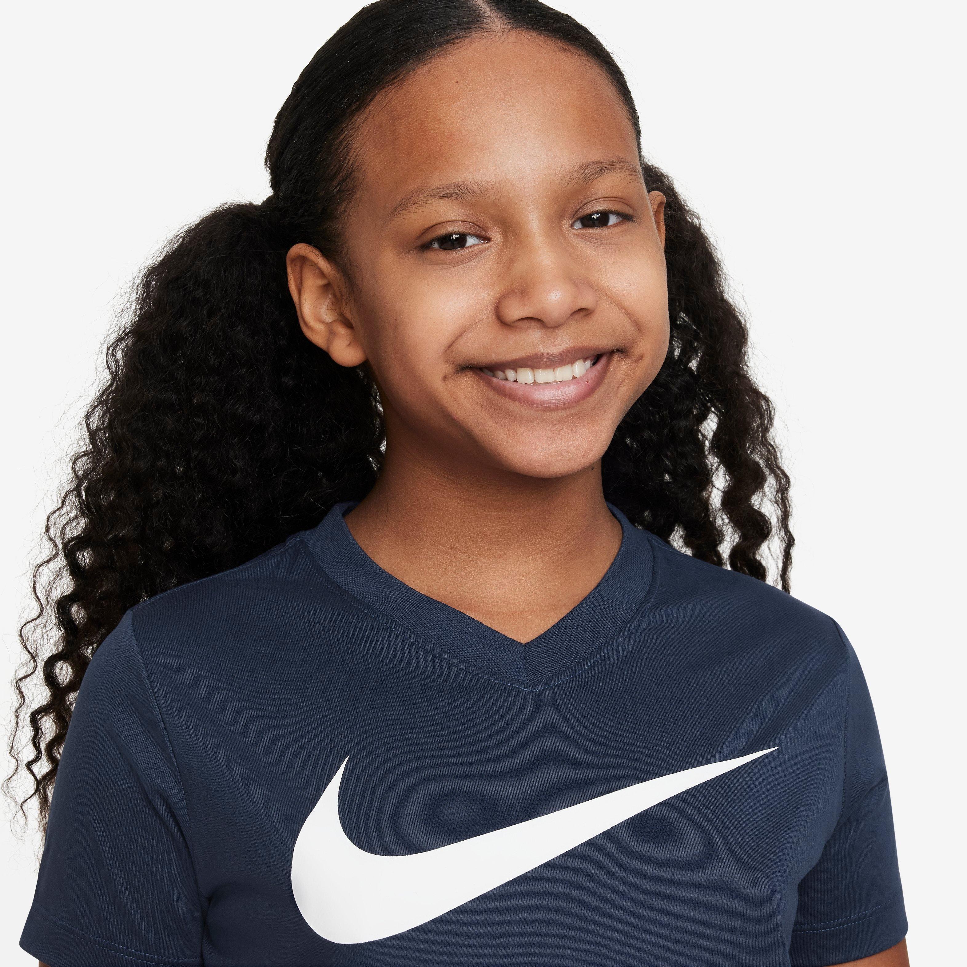 Girls' Dri-Fit V-Neck Swoosh Training Tee