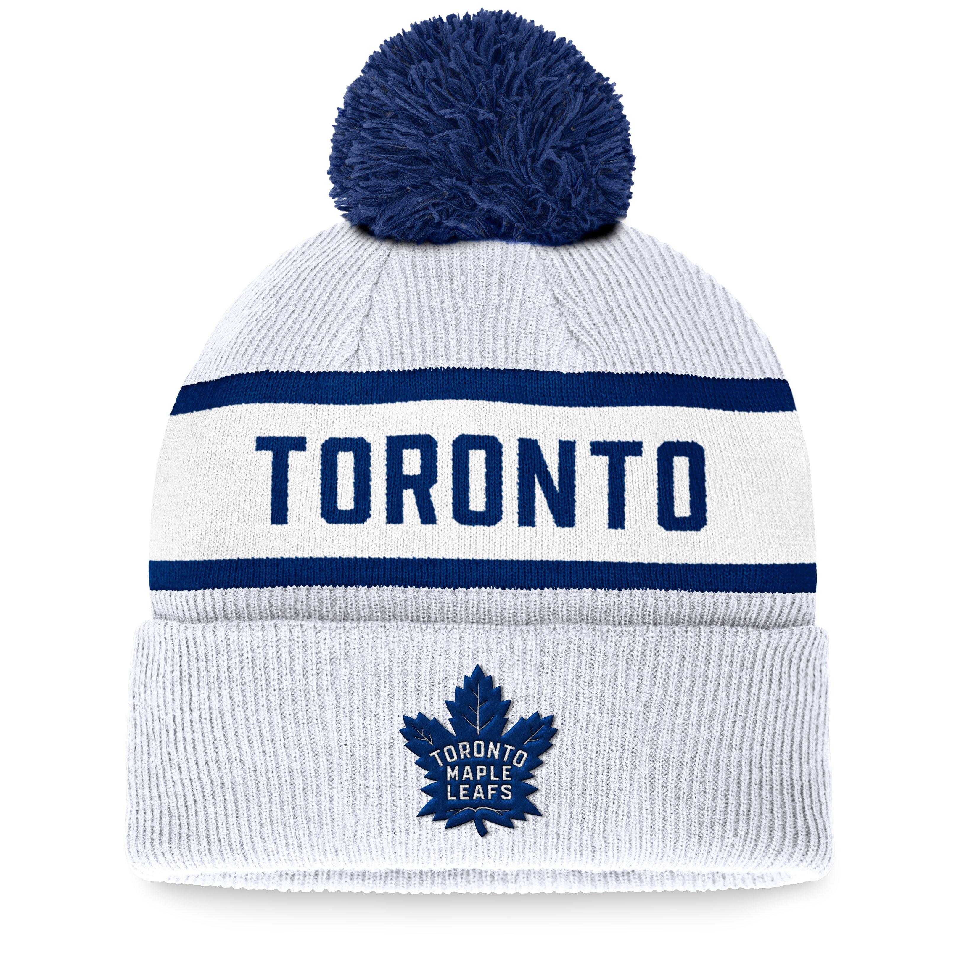 Fanatics Men s Toronto Maple Leafs Wordmark Pom Cuff Beanie in White