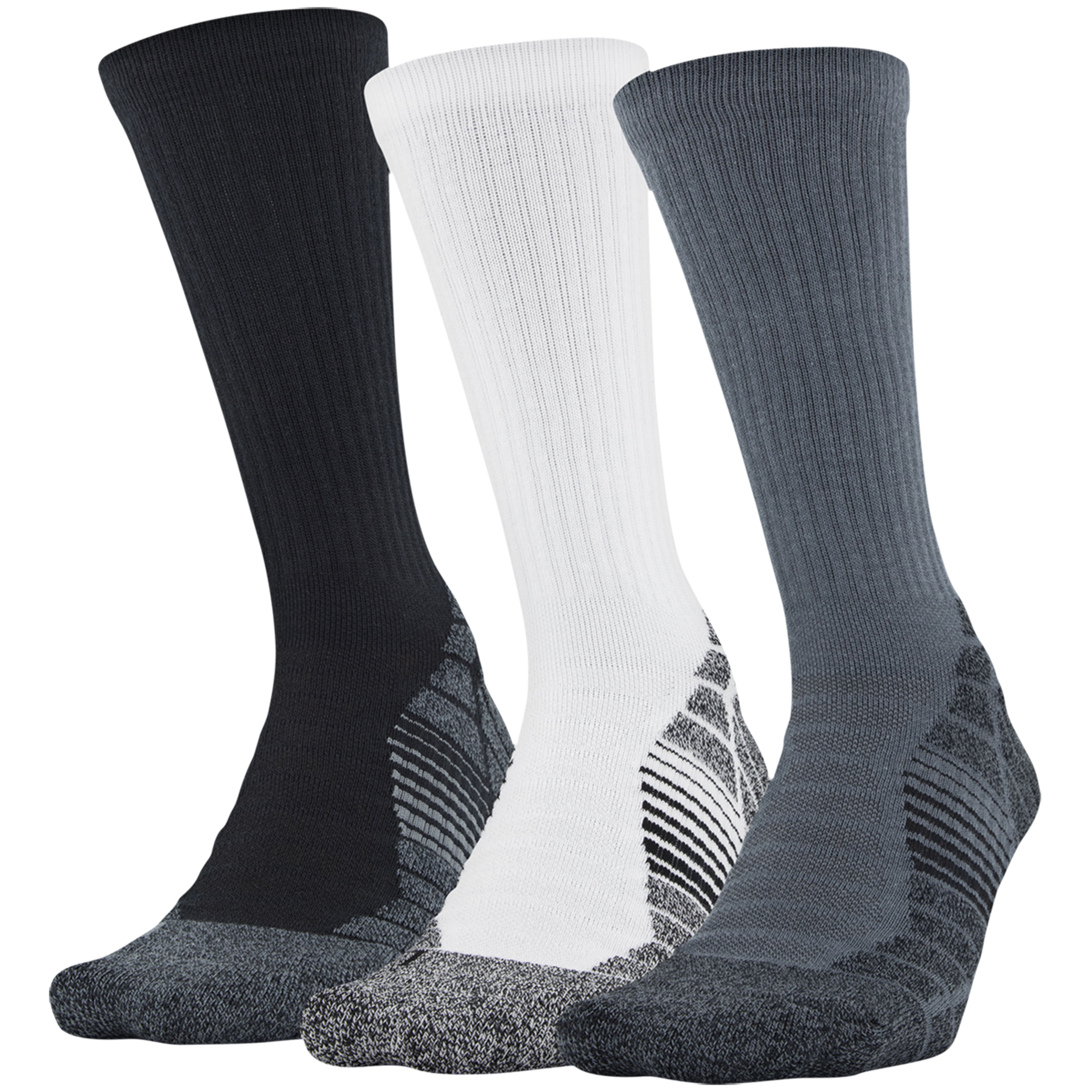 Under Armour Three Pack HeatGear Crew Socks Grey