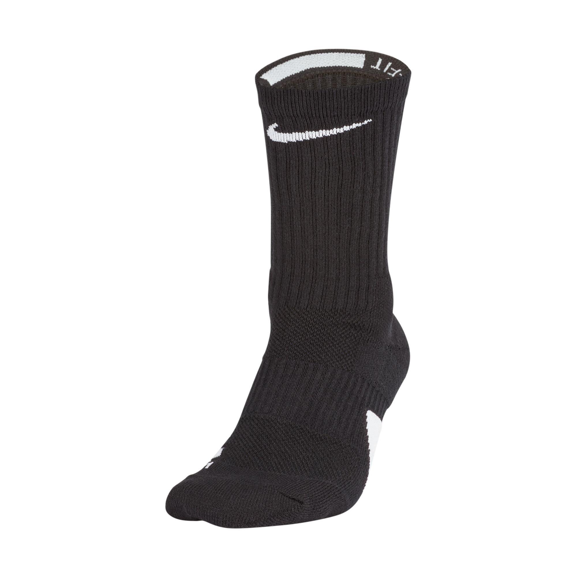 Nike Elite Versatility High Quarter Basketball Socks - Black/Black/White -  M 