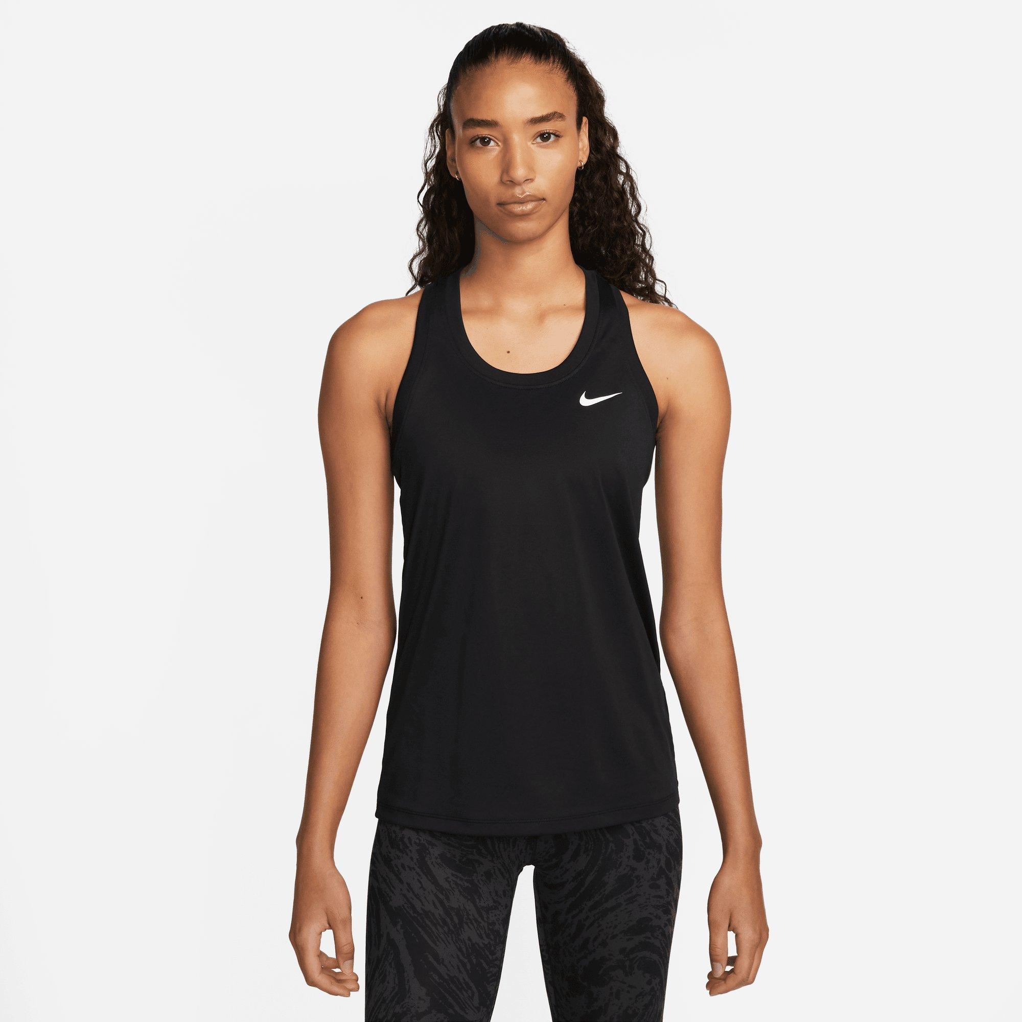 Nike Women's Dri-Fit Racerback Long Sports Bra Top-Black/Gray