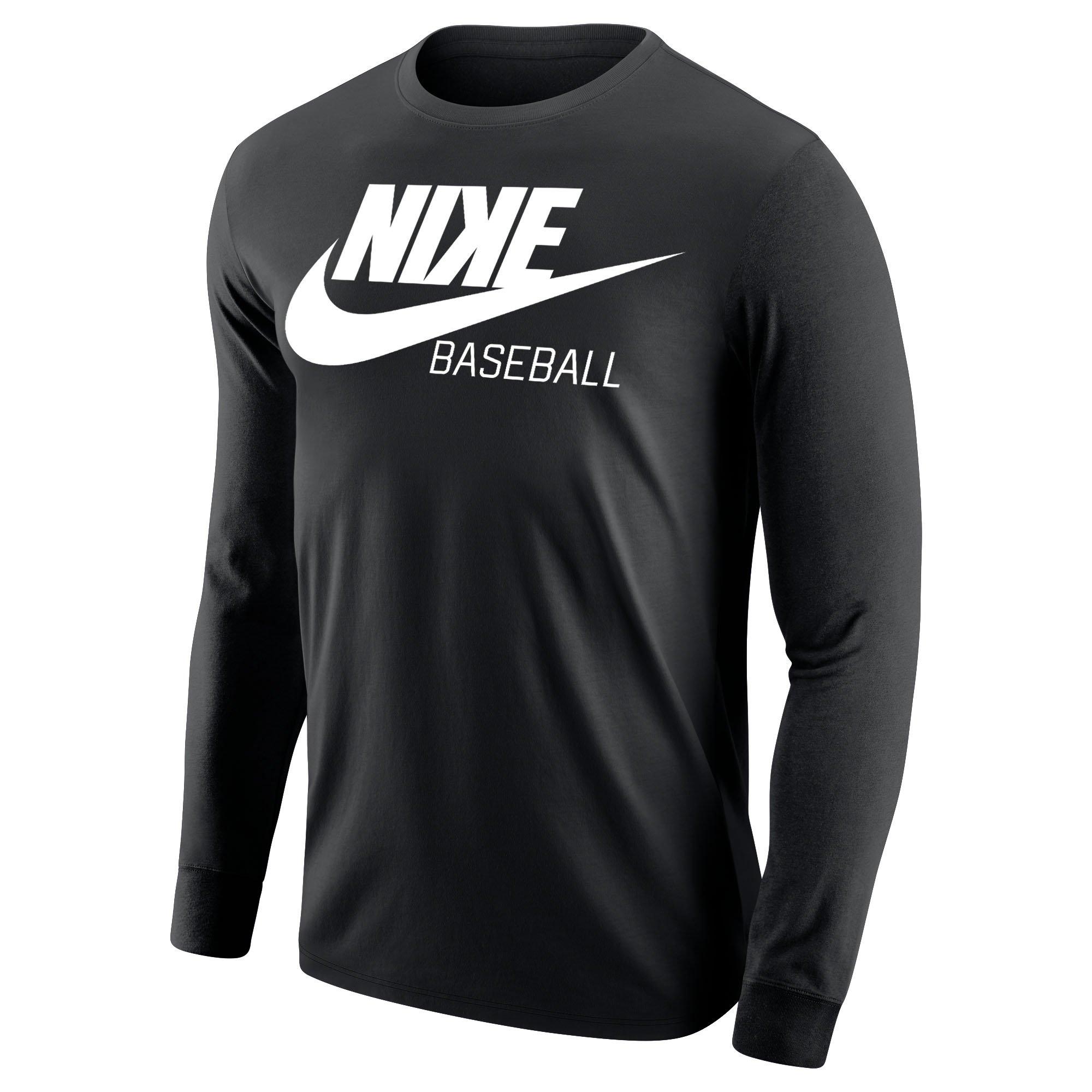 Nike Men s Baseball Futura Core Cotton Long Sleeve T Shirt in Black Size 2XL