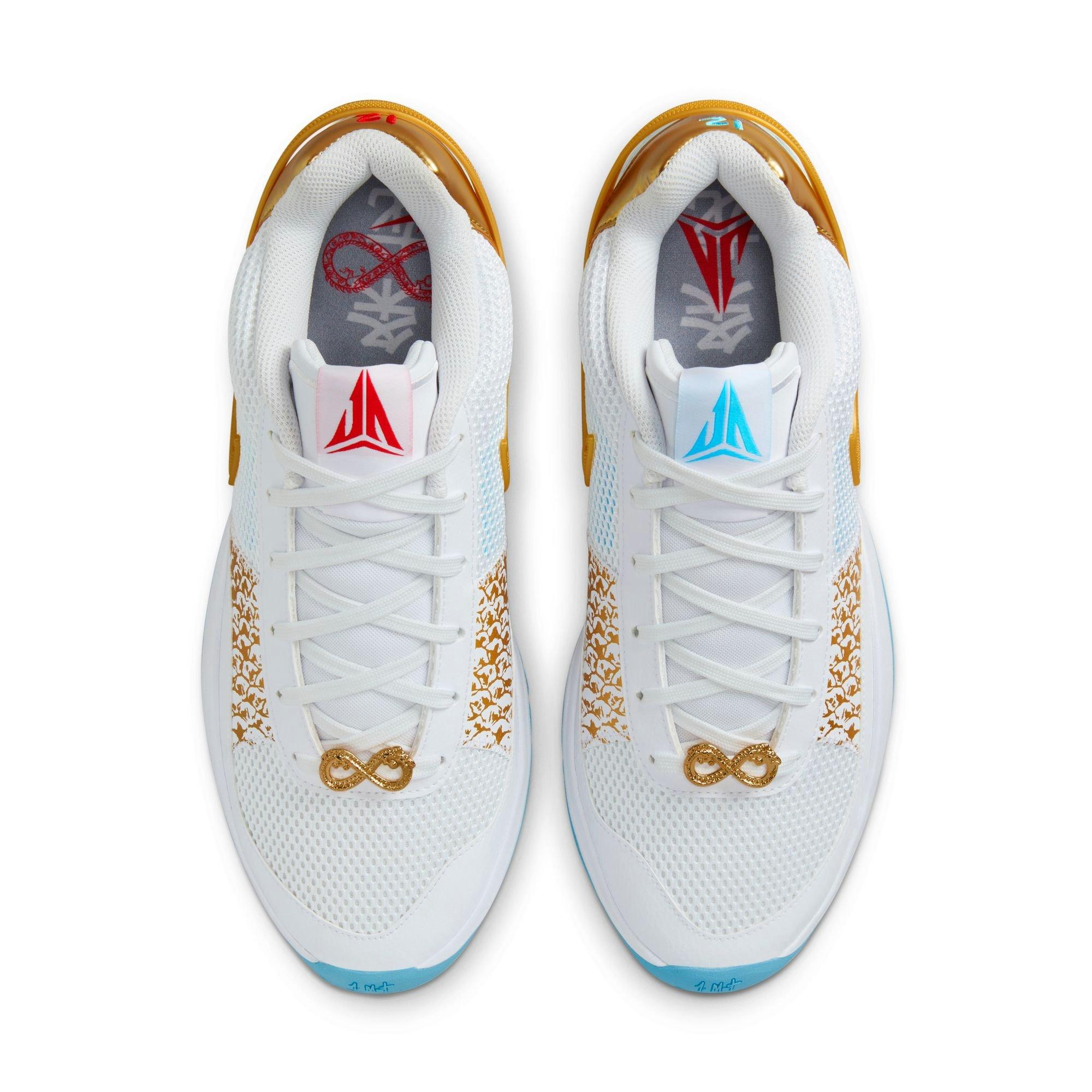 Nike blue and gold basketball shoes best sale