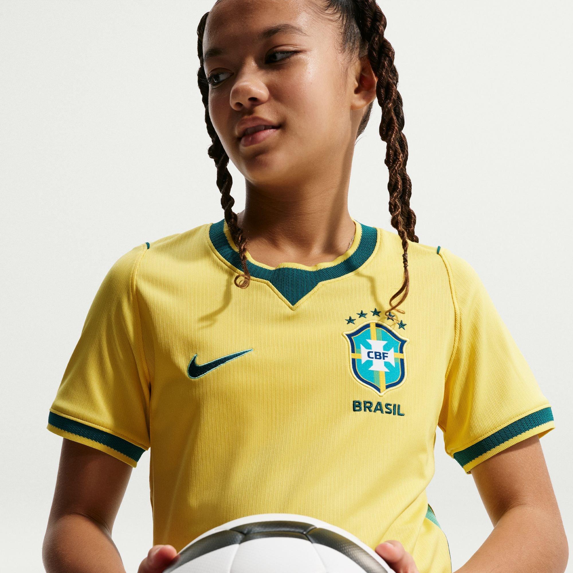 Kids' CBF Brazil FIFA World Cup 2026 Dri-Fit Stadium Jersey, Home