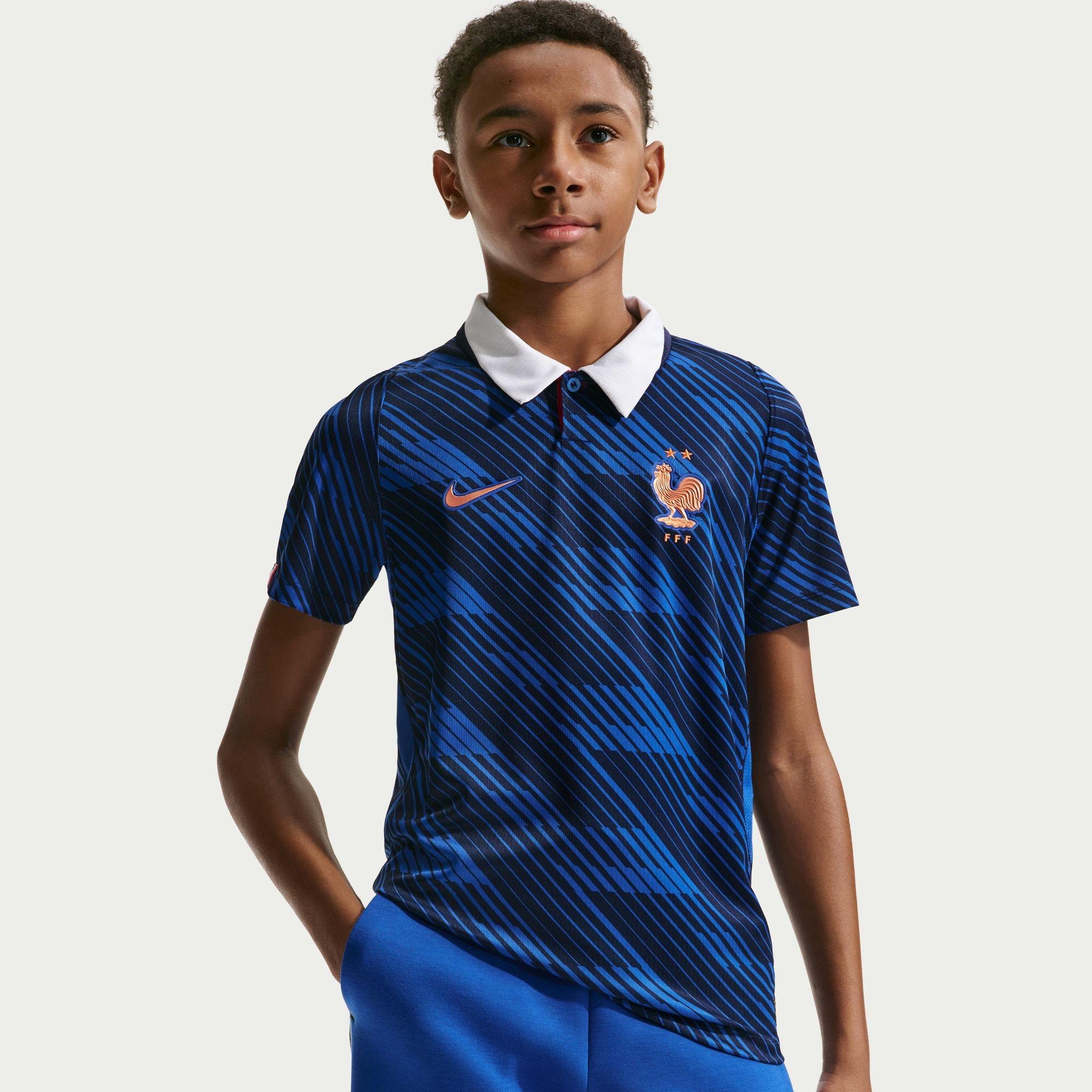 Kids' FFF France FIFA World Cup 2026 Dri-Fit Stadium Jersey, Home