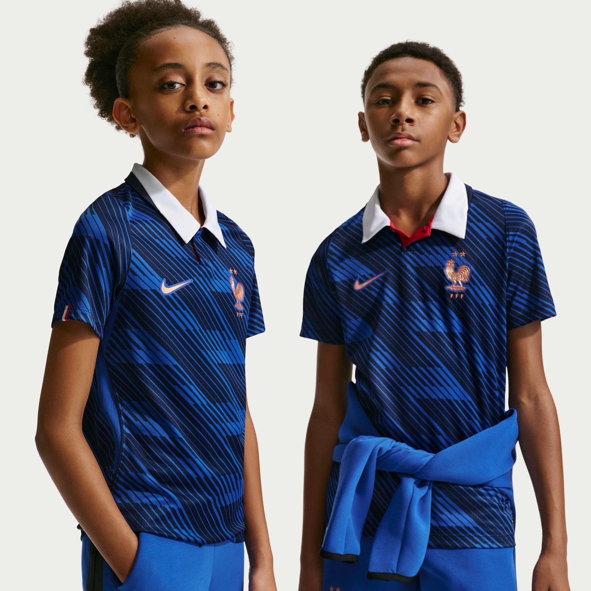 Kids' FFF France FIFA World Cup 2026 Dri-Fit Stadium Jersey, Home