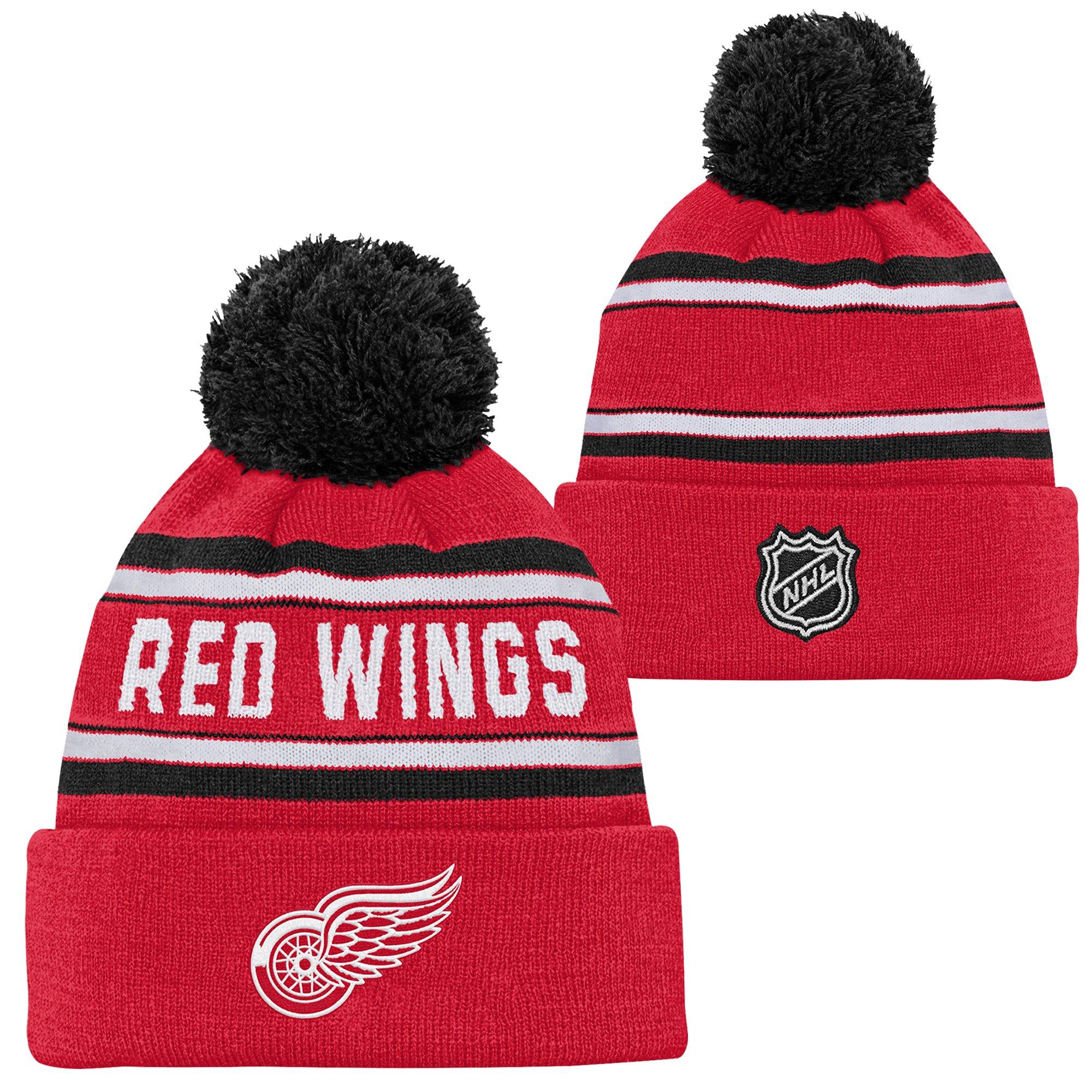 Youth Detroit Red Wings Wordmark Knit Pom Hat