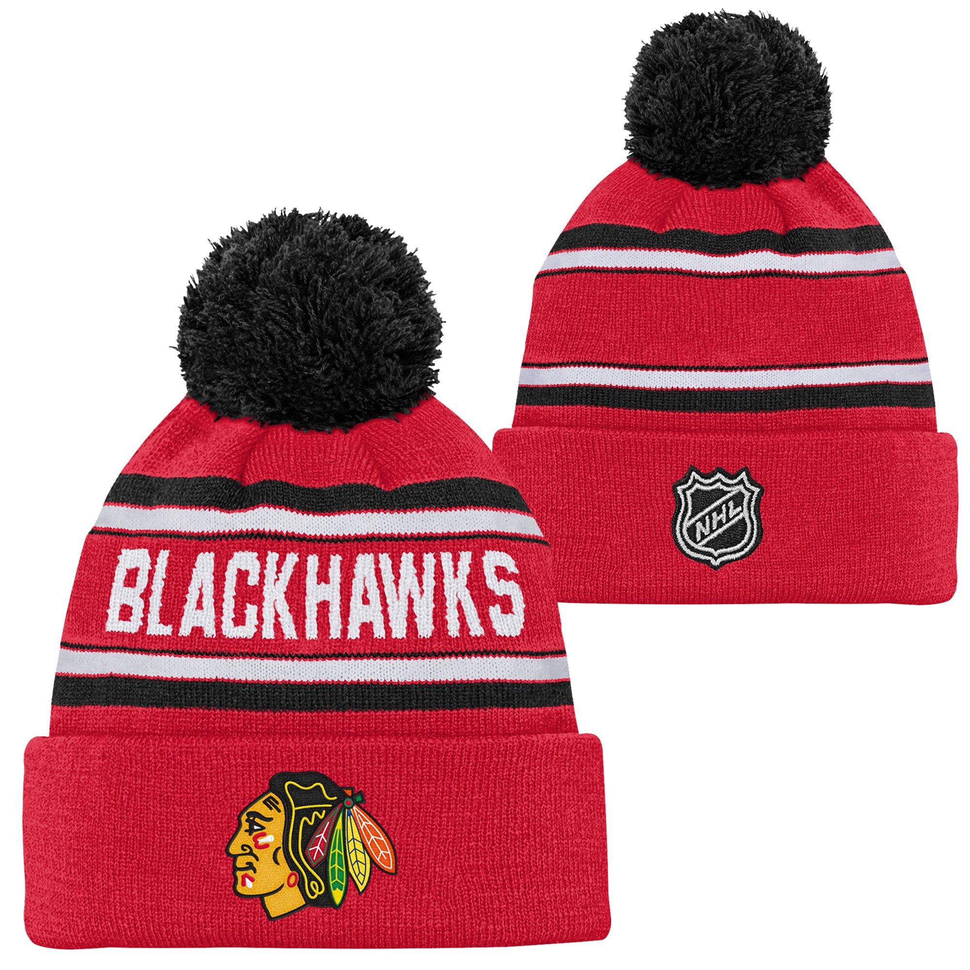 Youth Chicago Blackhawks Wordmark Knit Pom Hat