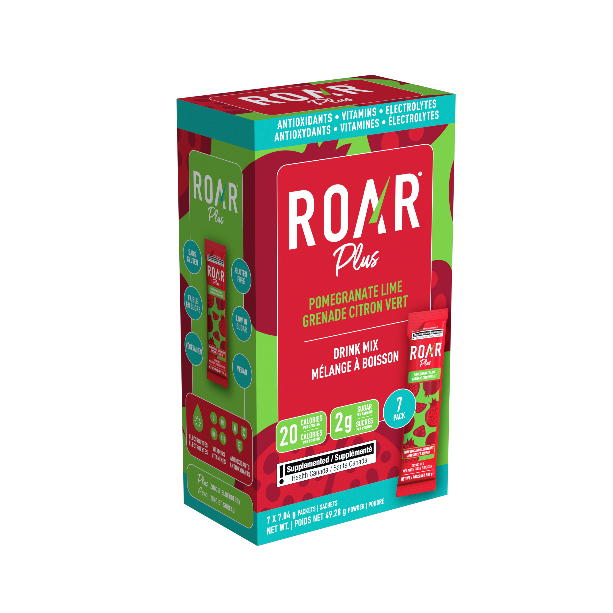 Plus Pomegranate Lime Drink Mix, 7 Pack