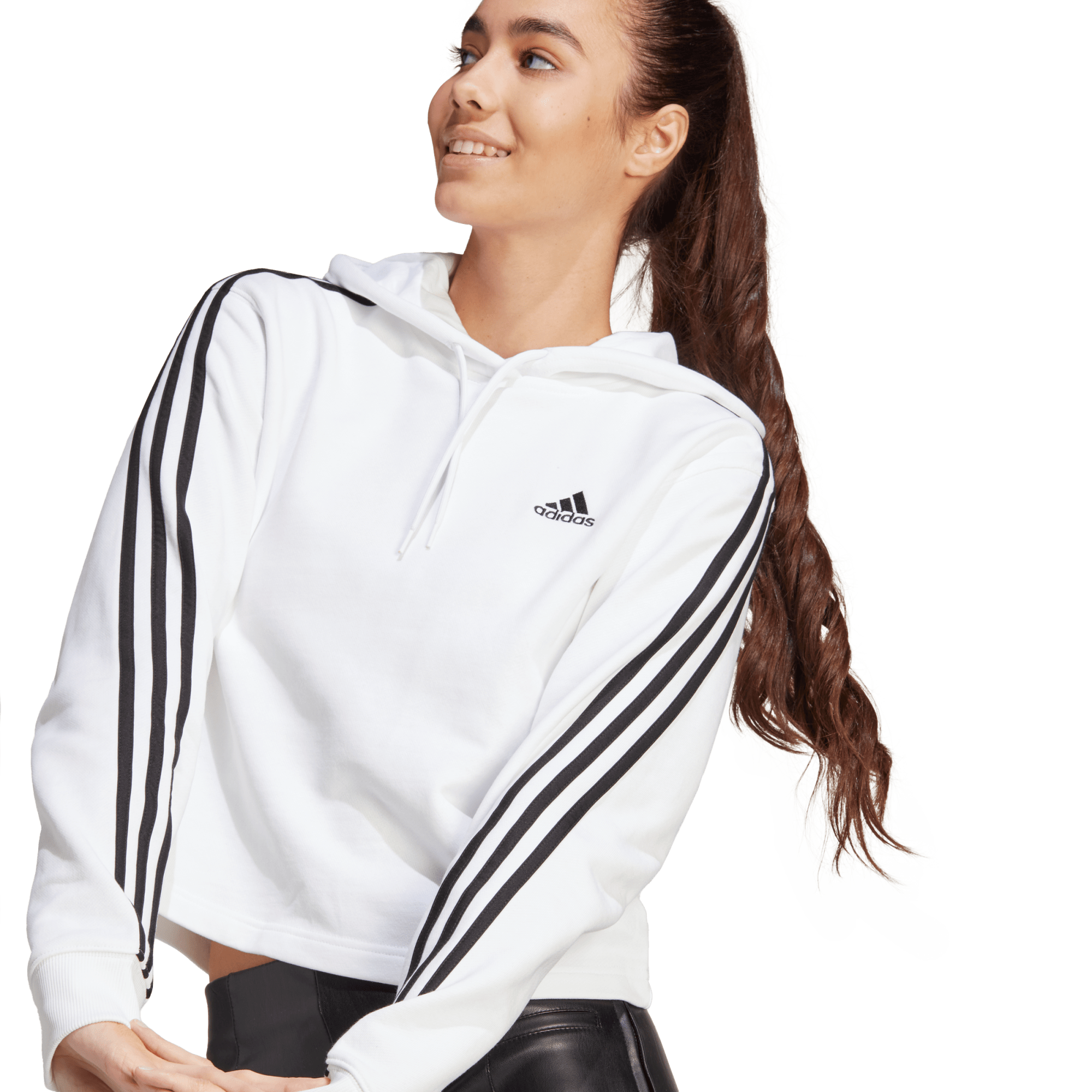 Women's Essentials 3-Stripes French Terry Crop Hoodie