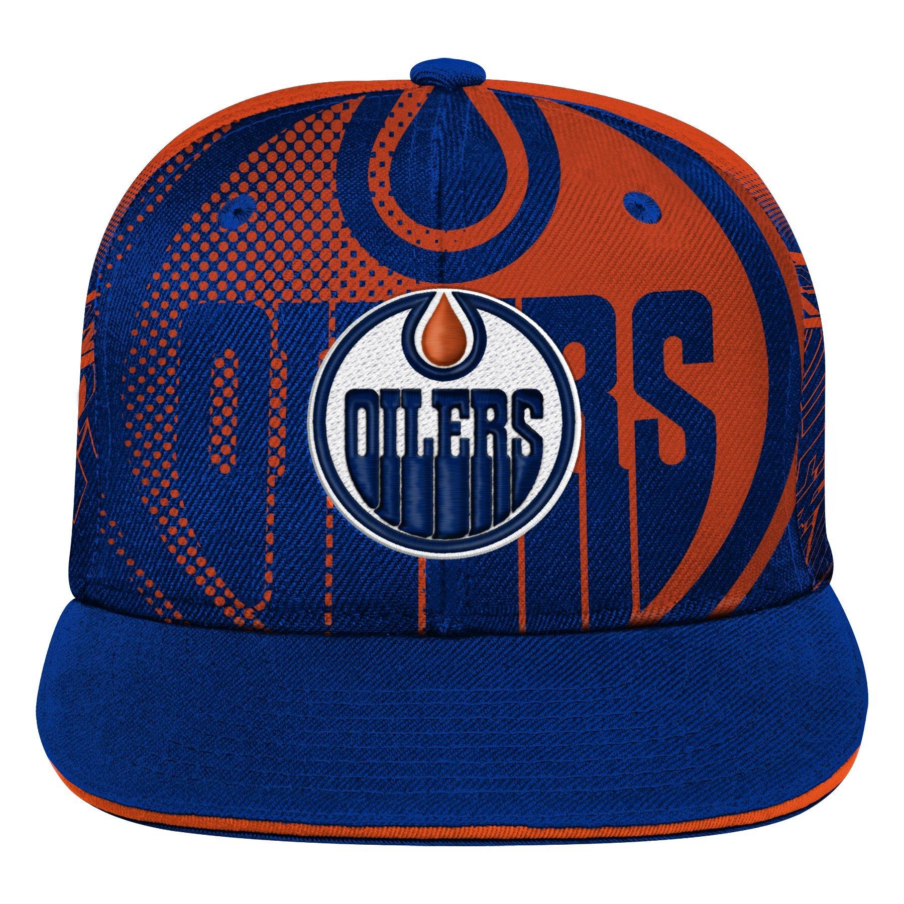 Outerstuff Edmonton Oilers Lockup Youth Meshback Adjustable Hat / One Size / Blue