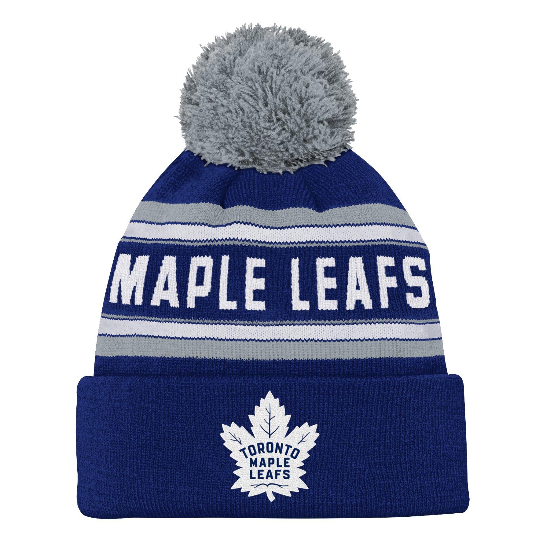 Boys' Toronto Maple Leafs Youth Impact Jaquard Cuff Pom Beanie