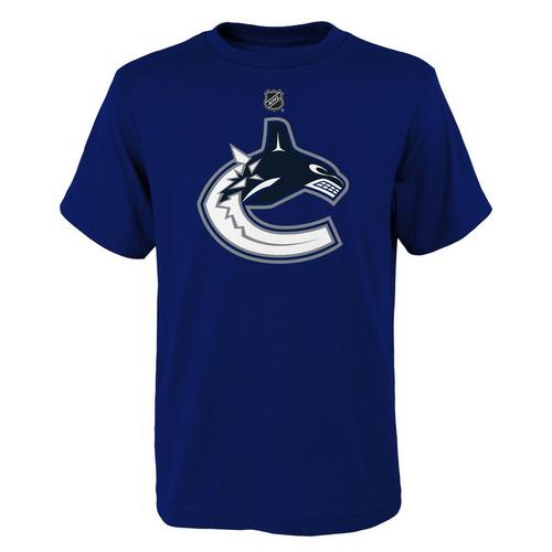 Nhl Boys' Vancouver Canucks Youth Logo Short Sleeve Top in Blue | Size: S,M,L,XL