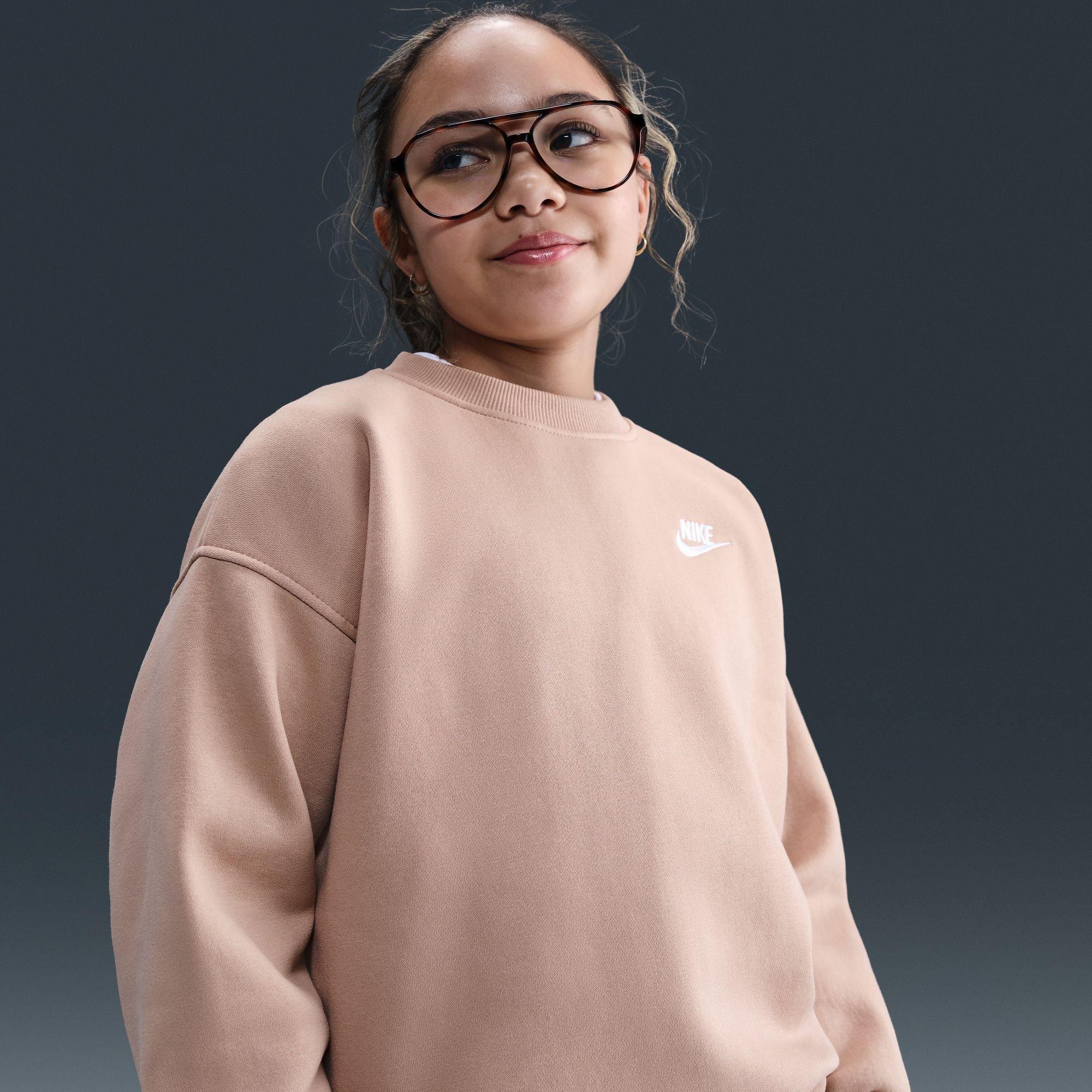 Girls' Sportswear Club Fleece LBR Oversized Crewneck