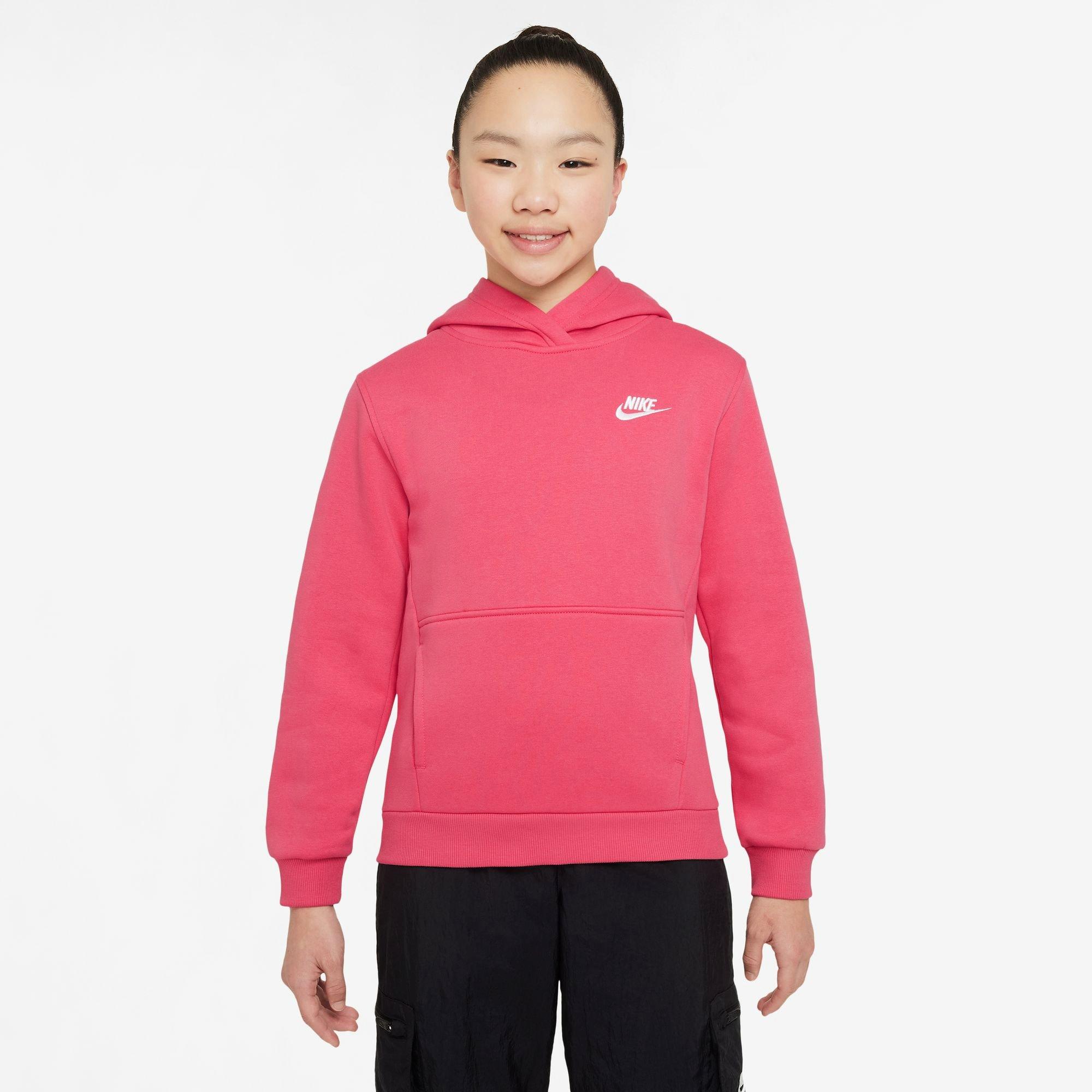 Pink nike hoodie kids sale