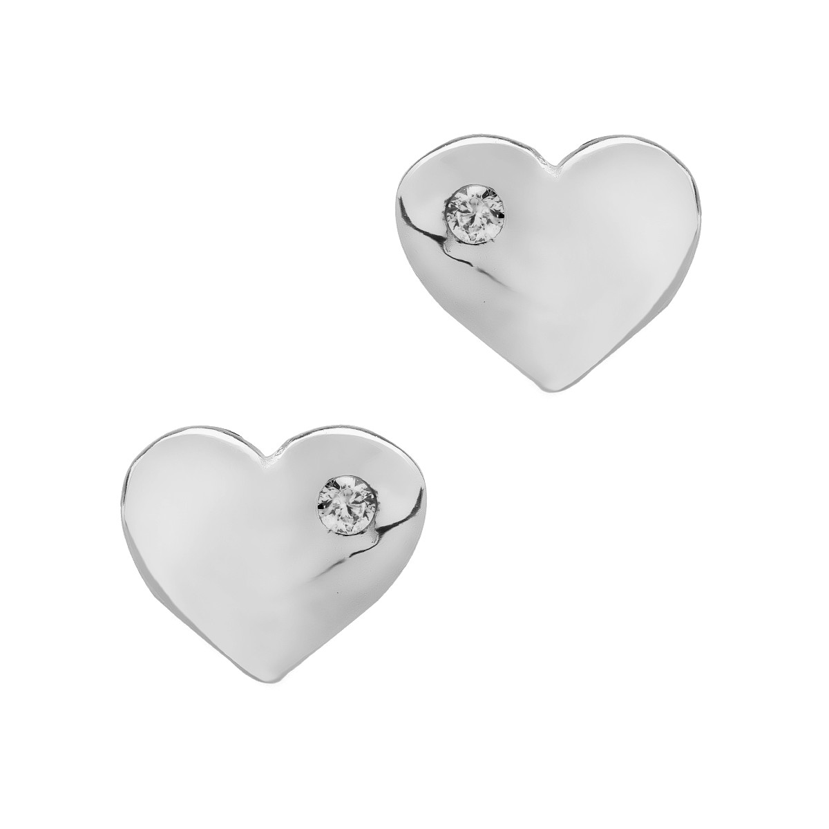 Kolczyki dla dzieci z 14K białego złota w kształcie serca