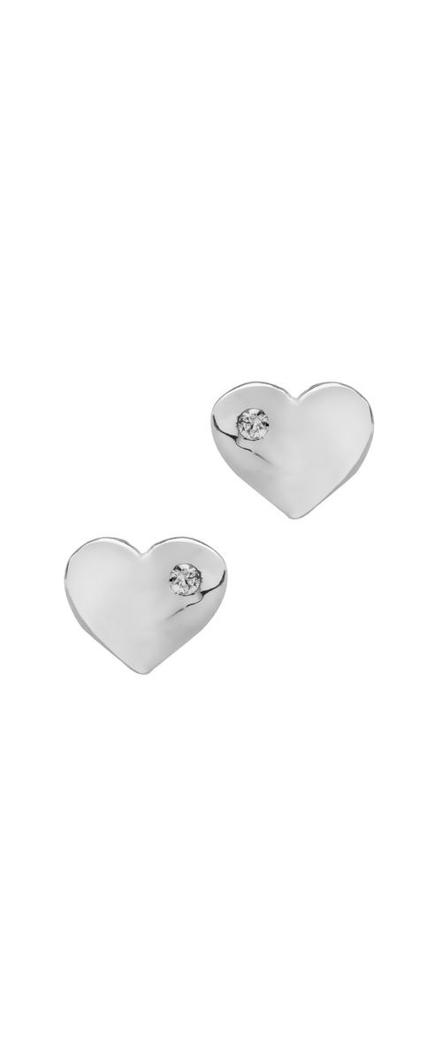 Kolczyki dla dzieci z 14K białego złota w kształcie serca