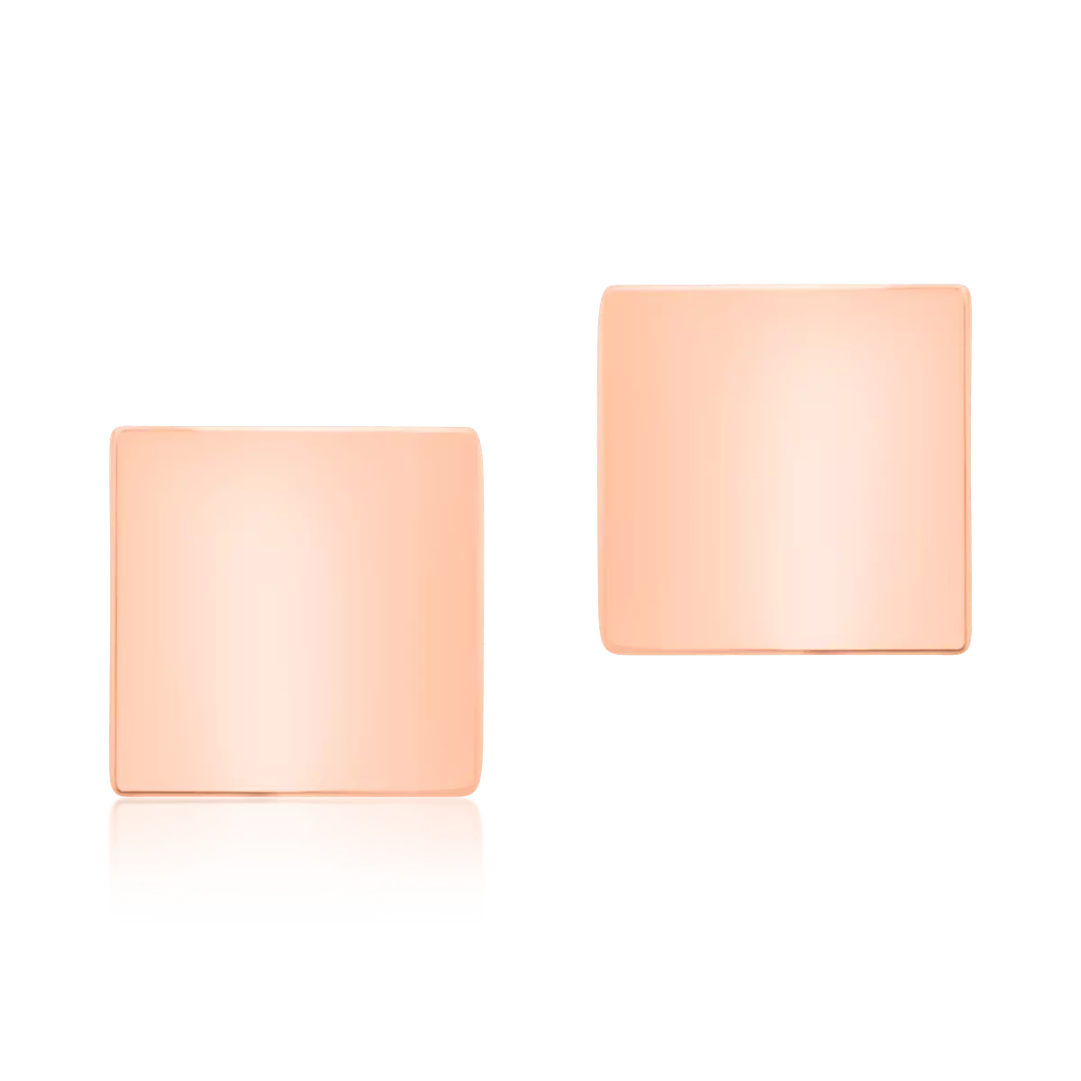 Квадратни обеци от розово злато от 14К