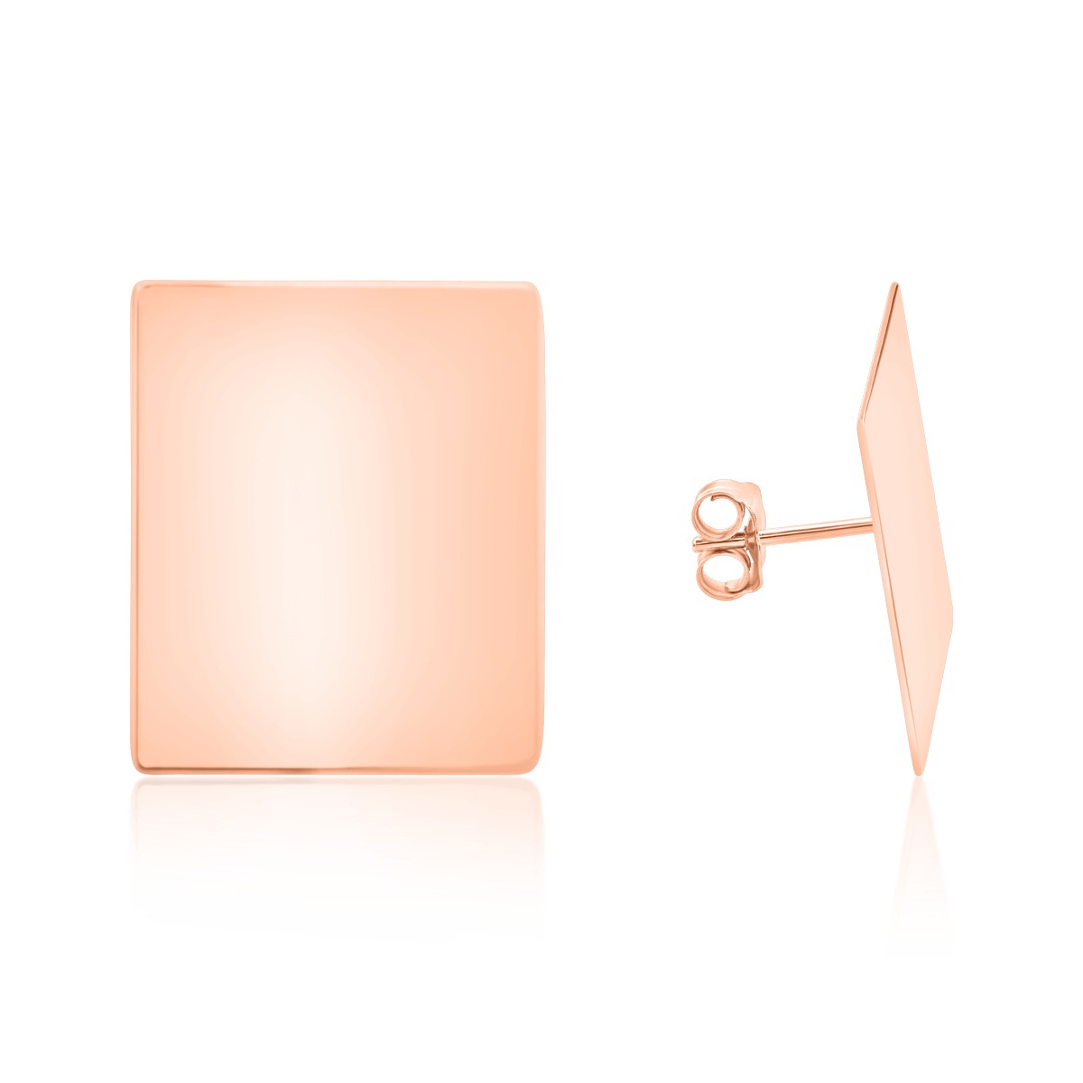Négyzet alakú fülbevaló 14K-os rózsaszín aranyból