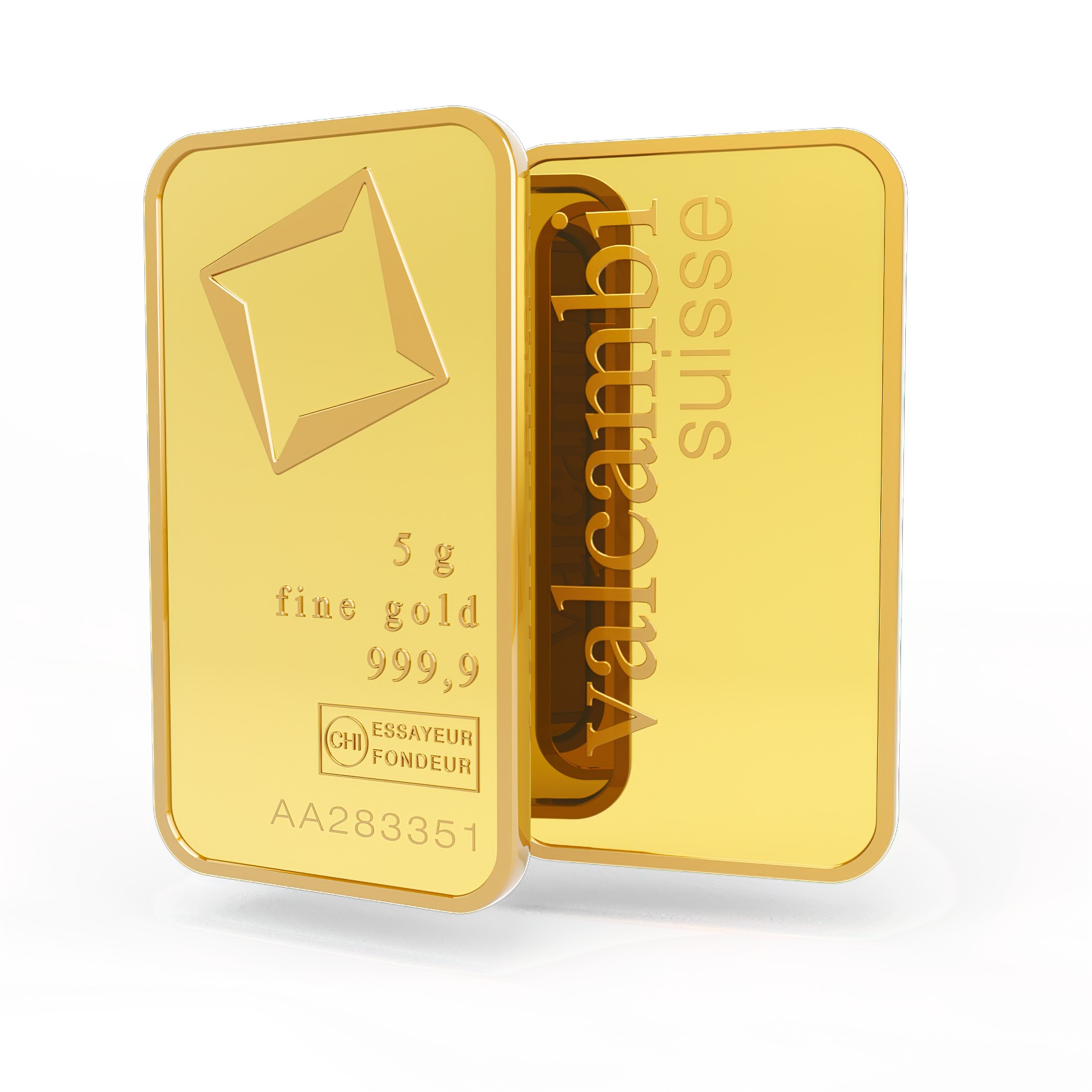Złota sztabka 5g, Szwajcaria, Fine Gold 999.9