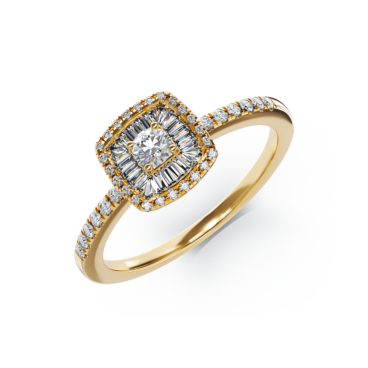 Inel de logodna din aur galben de 18K cu diamante de 0.37ct 0.37ct poza noua reduceri 2022