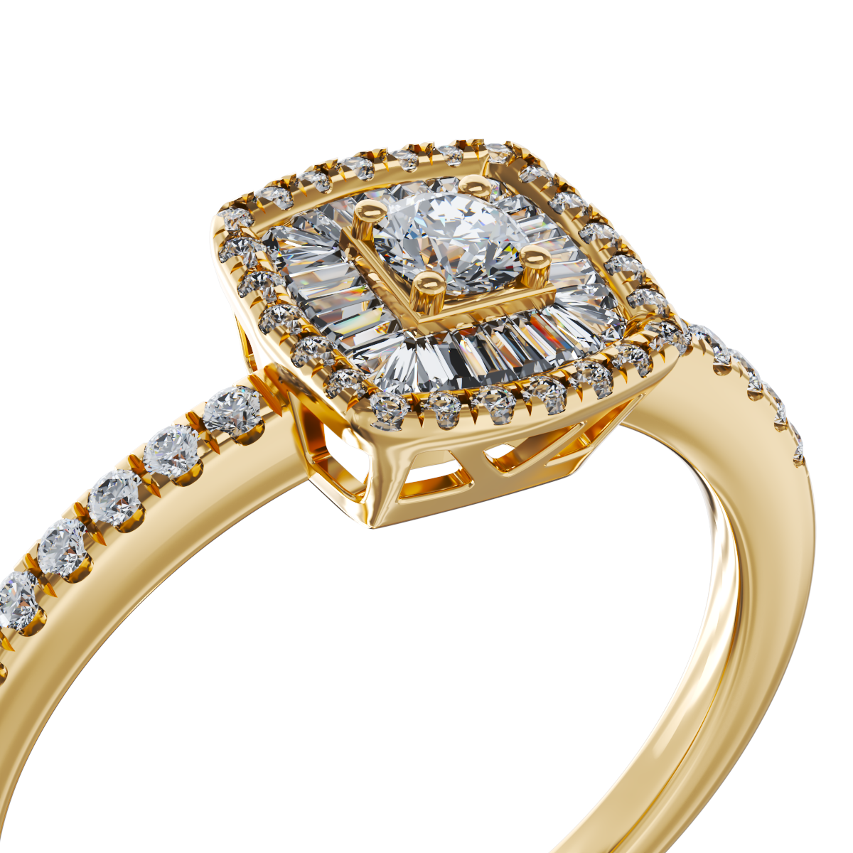 Poze Inel de logodna din aur galben de 18K cu diamante de 0.37ct