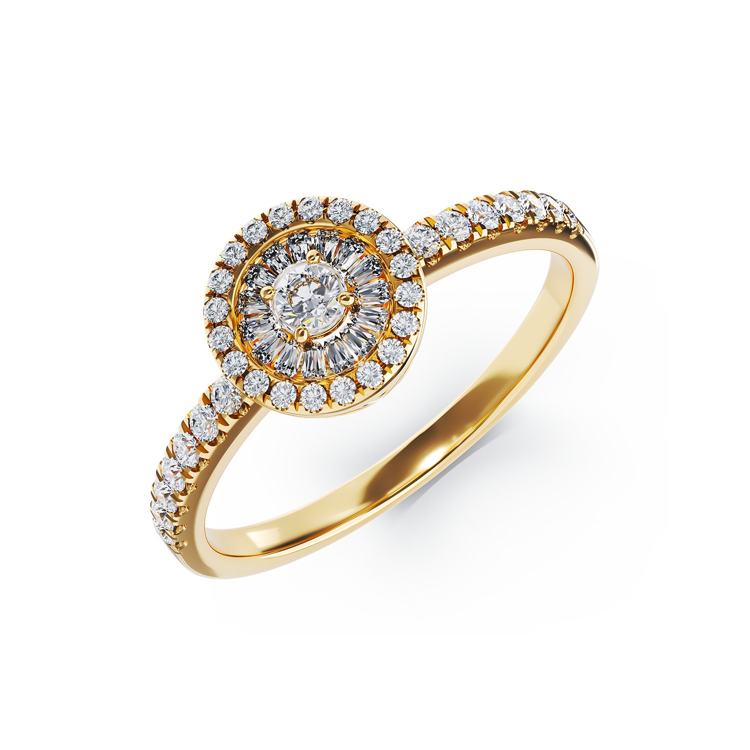 Inel de logodna din aur galben de 18K cu diamante de 0.31ct