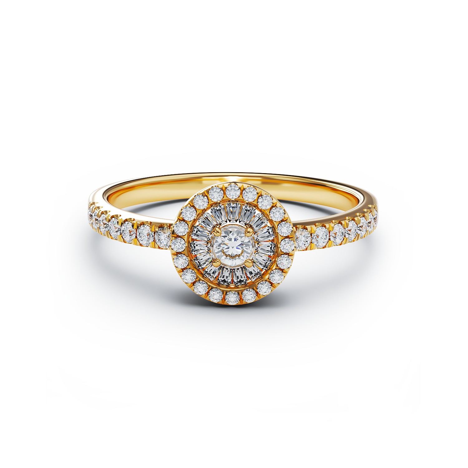 Годежен пръстен от 18К жълто злато с диаманти 0.23ct и 0.08ct