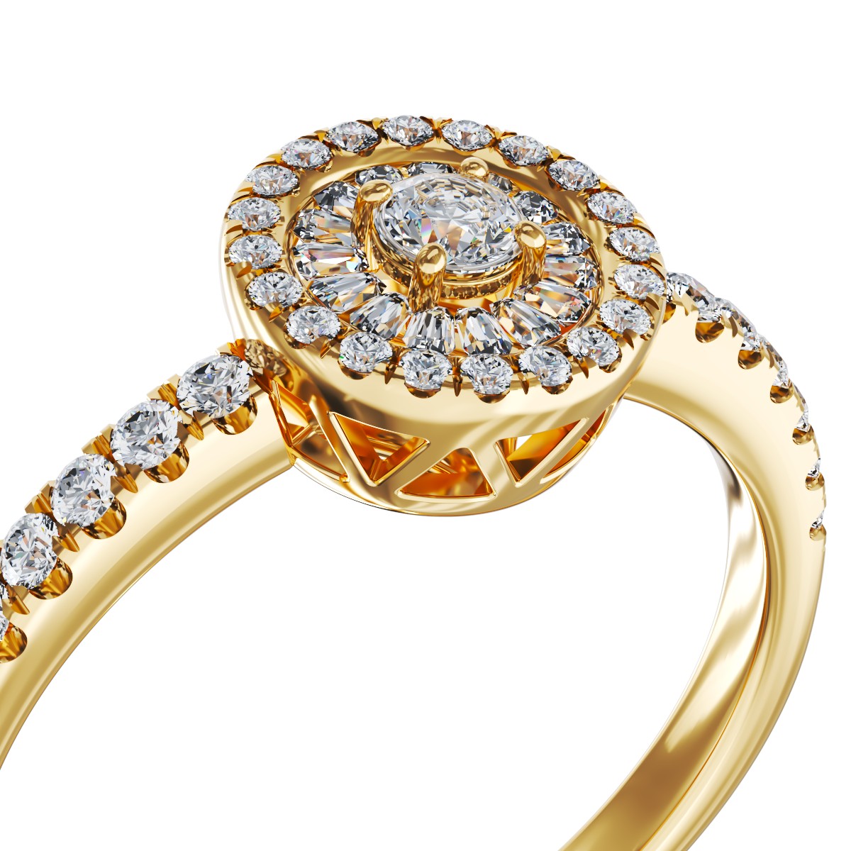 Pierścionek zaręczynowy w 18K żółtego złota z brylantem 0.23ct i 0.08ct diament