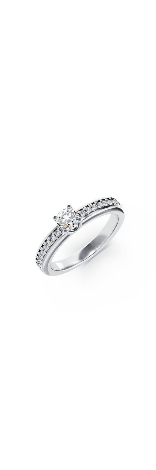 18K white gold engagement ring with 0.3ct diamond and 0.08ct diamonds