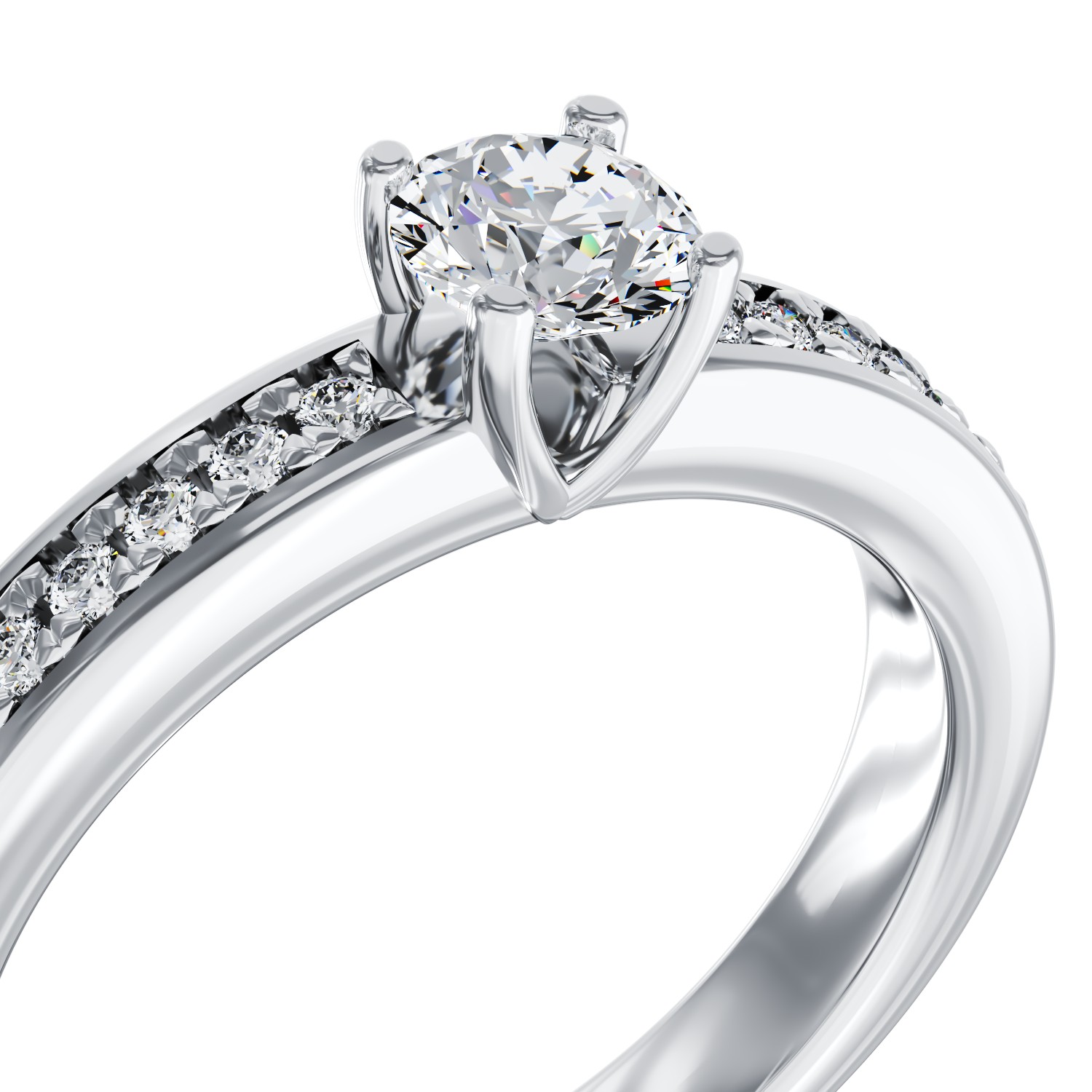 Eljegyzési gyűrű 18K-os fehér aranyból 0,3ct gyémánttal és 0,08ct gyémántokkal. Gramm: 3,9