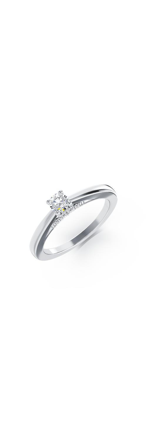 Годежен пръстен от 18K бяло злато с 0.4ct диамант и 0.05ct диаманти
