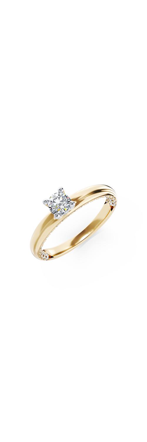 Inel de logodna din aur galben de 18K cu diamant de 0.19ct si diamante de 0.21ct
