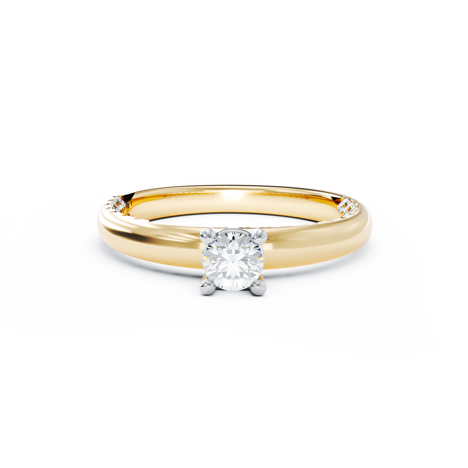 Poze Inel de logodna din aur galben de 18K cu diamant de 0.19ct si diamante de 0.21ct