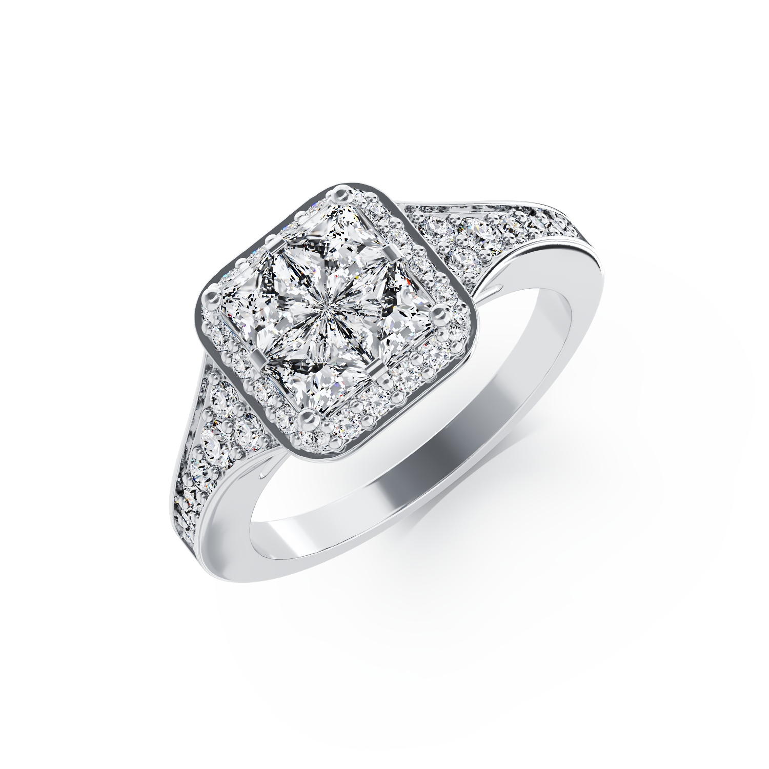 Poze Inel de logodna din aur alb de 18K cu diamante de 0.88ct